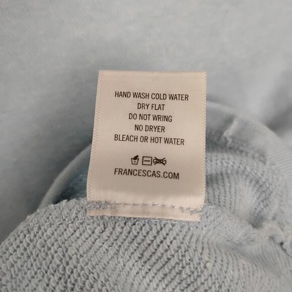 ALYA Romantic Cut Sweatshirt Size Medium Pastel Blue Ruffle V Neck Puffy Sleeves - Picture 7 of 8